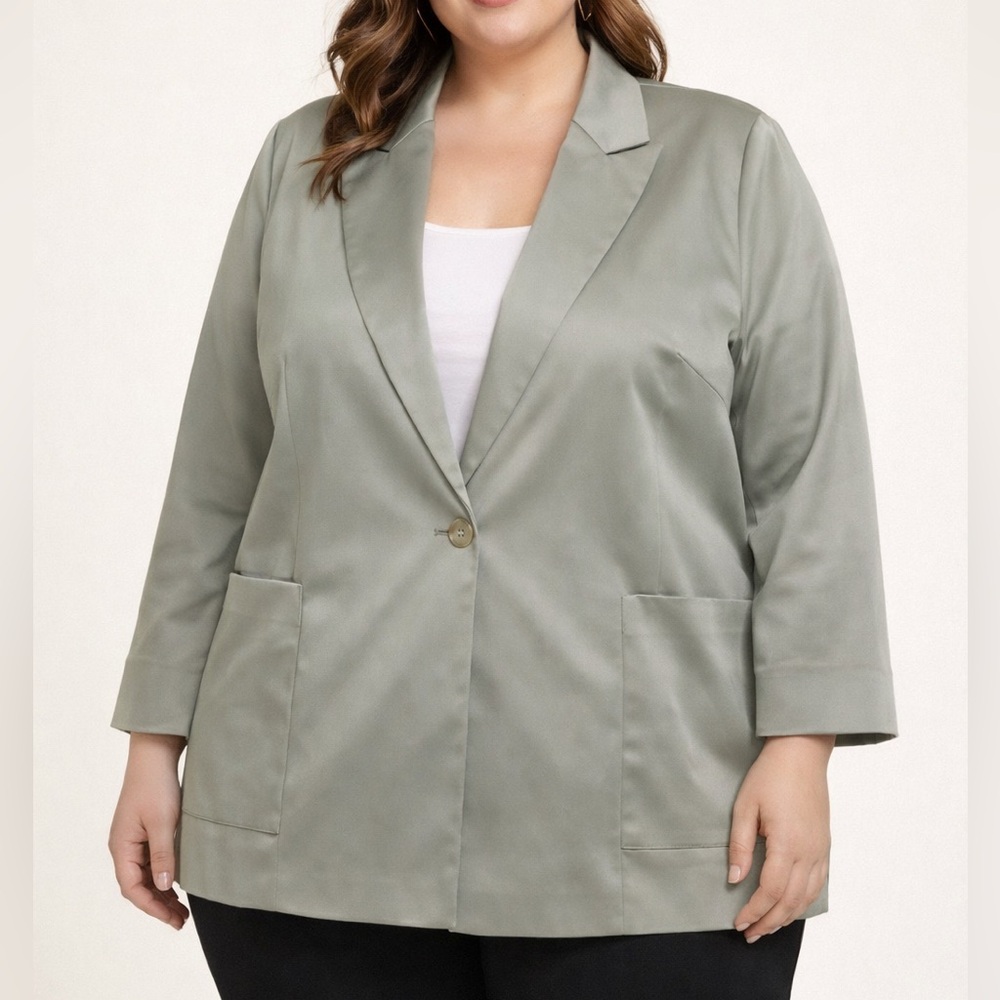ASOS Curve Satin Green Jacket Women’s Plus size 22 One Button Blazer
